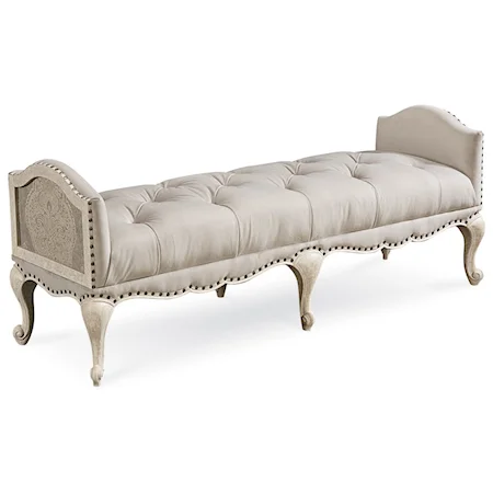 Adler Bench with Tufted Seat and Cabriole Legs